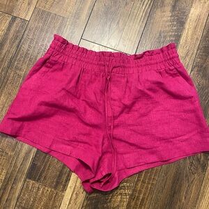 A New Day Paperbag Shorts Size XXL Linen Blend Pockets Magenta Pink